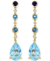 Effy Multi-Gemstone (5-5/8 ct. t.w.) & Diamond (1/20 ct. t.w.) Linear Drop Earrings in 14k Gold