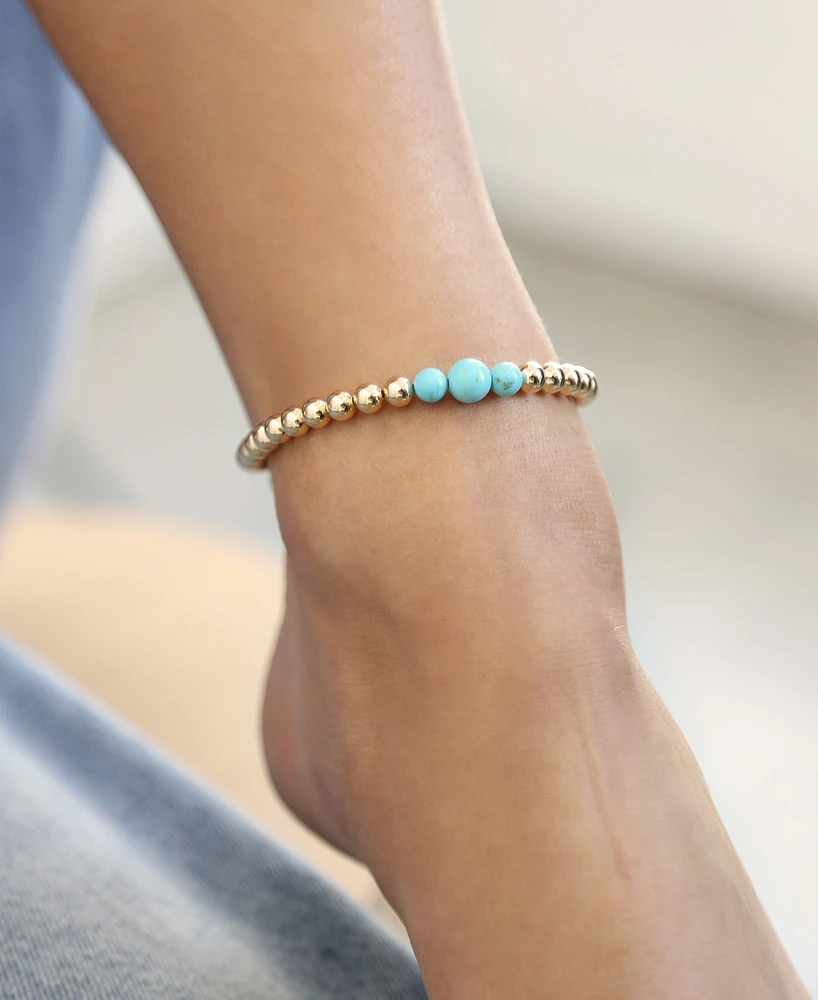 Ettika Turquoise and 18k Gold Plated Beaded Anklet