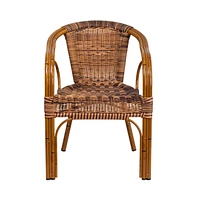 Esna Series Stacking Rattan Patio Chair With Bamboo Look Aluminum Frame And Integrated Arms