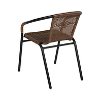 Pack Rattan Indoor-Outdoor Restaurant Stack Chair With Curved Back