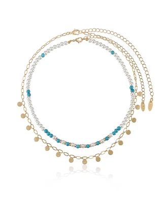 Ettika Morocco Turquoise Beaded 18k Gold Plated Necklace Set