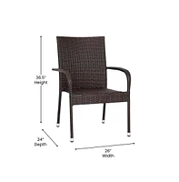 Sala Stacking All-Weather Wicker Wrapped Powder Coated Steel Patio Club Chairs For Indoor And Outdoor Use