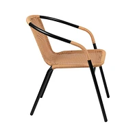 Pack Rattan Indoor-Outdoor Restaurant Stack Chair With Curved Back