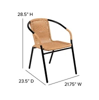 Pack Rattan Indoor-Outdoor Restaurant Stack Chair With Curved Back