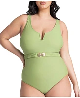 Eloquii Plus Seashell Clasp Belt One Piece