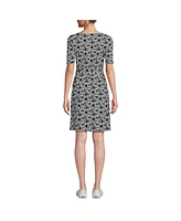 Lands' End Women's Elbow Sleeve Tie Waist Dress