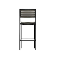 Livia All-Weather Armless Bar Height Dining Stool With Polyresin Slats And Aluminum Frame