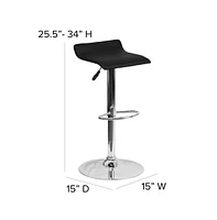 Solid Wave Seat Vinyl Adjustable Height Barstool With Chrome Base