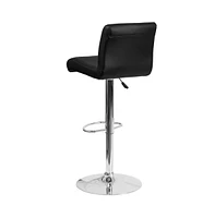 2 Pack Contemporary Vinyl Adjustable Height Barstool With Rolled Seat And Chrome Base