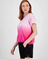 Id Ideology Women's Ombre Drawcord-Hem T-Shirt, Created for Macy's