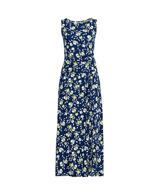 Lands' End Women's Tall Sleeveless Tie Waist Maxi Dress
