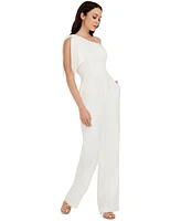 Dress the Population Women's Tiffany Bow-Trim One-Shoulder Jumpsuit