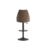 Mischa Set Of Two Adjustable Height Dining Stools With Tufted Upholstered Seats And Pedestal Base With Footring