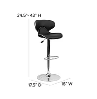 Emma+Oliver 2 Pack Contemporary Cozy Mid-Back Vinyl Adjustable Height Barstool With Chrome Base