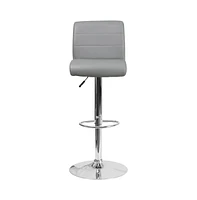 2 Pack Contemporary Vinyl Adjustable Height Barstool With Rolled Seat And Chrome Base