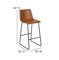 30 Inch Faux Bar Height Bucket Seat Stools, Set Of 2