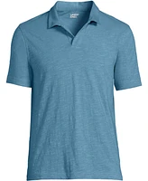 Lands' End Men's Short Sleeve Slub Johnny Collar Polo
