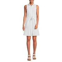 Lands' End Women's Sleeveless Eyelet Shirt Dress