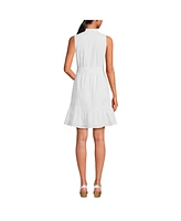 Lands' End Women's Sleeveless Eyelet Shirt Dress