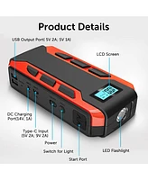Alpha Digital Portable Car Jump Starter: 800A Peak- 10,000mAh 6.0L Gas/3.0L Diesel