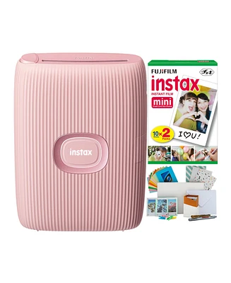 Fujifilm Instax Mini Link 2 Instant Smartphone Printer (Soft Pink) Bundle