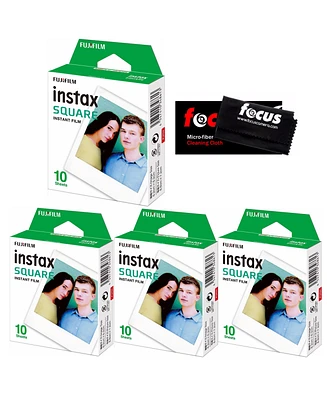 Fujifilm Instax Square Film (40 Exposures) with Cleaning Cloth Bundle - Assorted Pre