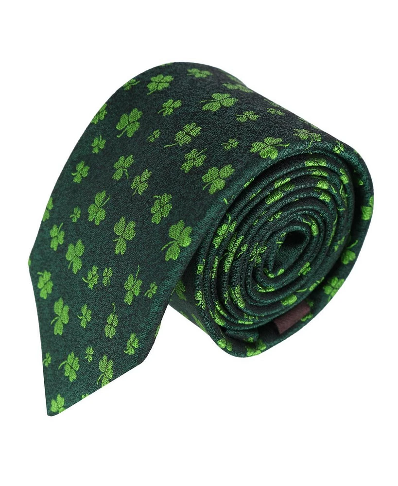 Trafalgar Men's Green Shamrock Novelty Silk Necktie