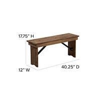 Merrick Lane Antique Solid Pine Folding Farmhouse Style Bench