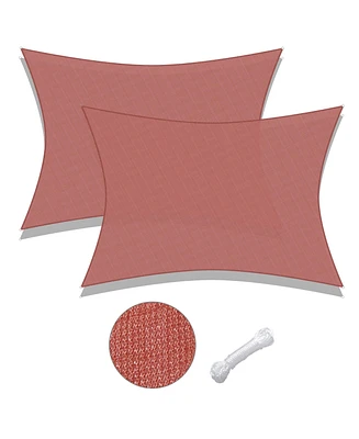 2 Pack 19x13 Ft 97% Uv Block Rectangle Hdpe Sun Shade Sail Canopy Lawn Outdoor
