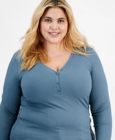And Now This Trendy Plus Size Long-Sleeve Henley Top, Created for Macy's