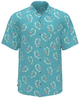 Pga Tour Men's Flamingo Seersucker Short Sleeve Performance Shirt