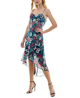 Bcx Juniors' Printed Sweetheart-Neck Asymmetric-Hem Dress