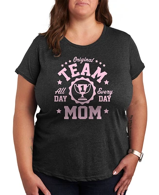 Hybrid Apparel Women's Trendy Plus Team Mom Graphic T-Shirt