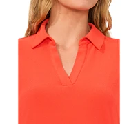 CeCe Women's Sleeveless Polo-Collar Solid-Knit Top