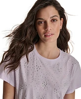 Dkny Jeans Women's Scattered-Dome-Studs Boxy T-Shirt