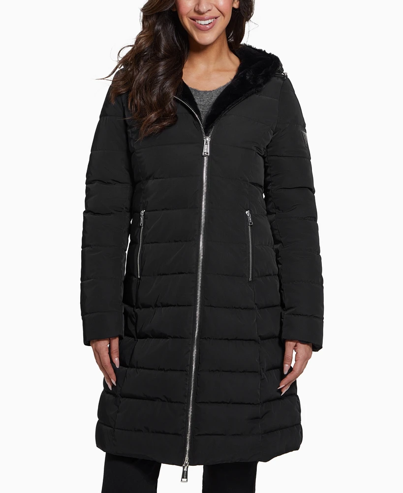 Guess Women's Faux-Fur-Lined Hooded Puffer Coat