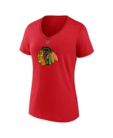 Fanatics Branded Women's Connor Bedard Red Chicago Blackhawks 2023 Nhl Draft Authentic Stack Player Name Number V-Neck T-Shirt