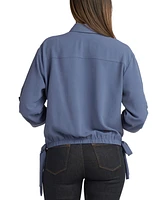 Bcx Juniors' Airflow Button-Front Roll-Tab-Sleeve Top