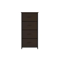 Marley 4 Drawer Storage Dresser With Cast Iron Frame, Wood Top And Easy Pull Engineered Drawers Wooden Handles