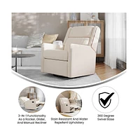 Dara 3-In-1 Traditional Manual Recliner Rocker Swivel Glider Chair