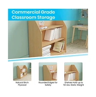 Kid'S Bookshelf Or Toy Storage Shelf For Bedroom Or Playroom In Wood Finish With Safe, Kid-Friendly Curved Edges