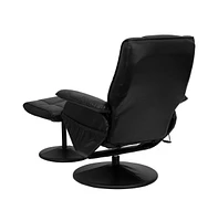 Massaging Multi-Position Recliner And Ottoman With Wrapped Base