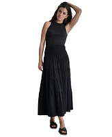 Dkny Jeans Women's Cotton Smocked-Waist Tiered Maxi Skirt