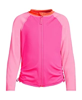 Lands' End Women's Girls Long Sleeve Zip Front Upf 50 Rash Guard