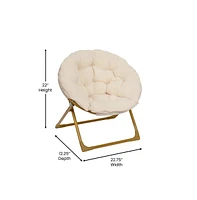 Emma+Oliver Io Kid'S Folding Saucer Chair With Cozy Faux Fur Upholstery And Metal Frame For Playroom, Bedrooms, Nursery And More