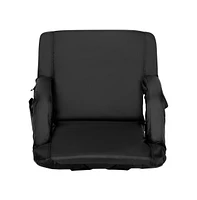 Portable Stadium Chair With Armrests, Reclining Padded Back & Seat, Lightweight Metal Frame Backpack Straps, Storage Pockets