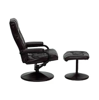 Contemporary Multi-Position Recliner & Ottoman W/ Wrapped Base