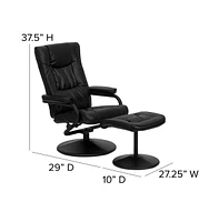 Contemporary Multi-Position Recliner & Ottoman W/ Wrapped Base