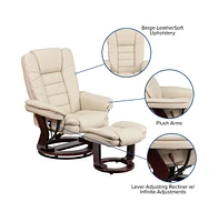 Multi-Position Stitched Recliner & Ottoman With Swivel Base