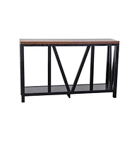 Merrick Lane Erikson Modern Farmhouse Engineered Wood Sofa Table With Bracing And Lower Shelf